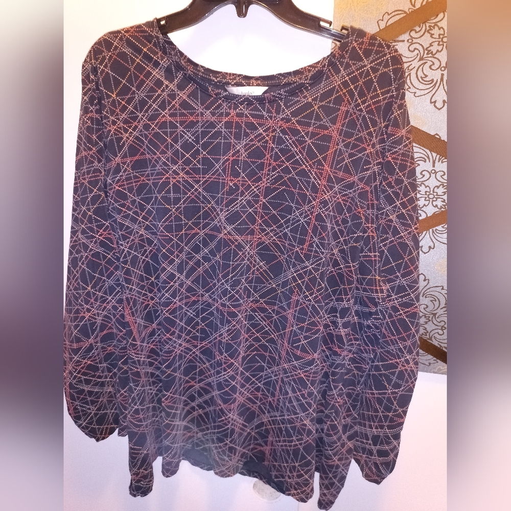 CJ Banks 3x Black geometric design long sleeve T-shirt